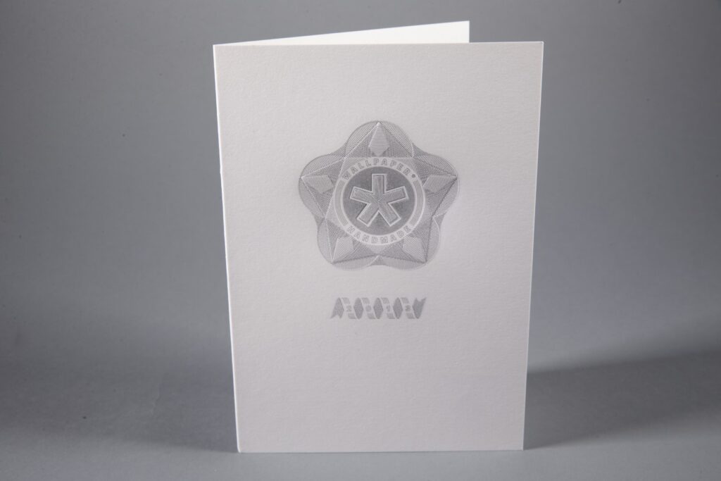 Wallpaper* Handmade Silver die-stamped on Fedrigoni Materica 360gsm